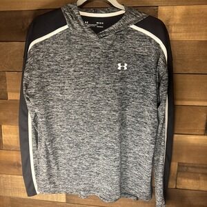 Under Armour Women's HeatGear Long Sleeve Hooded Shirt Gray Black Size M